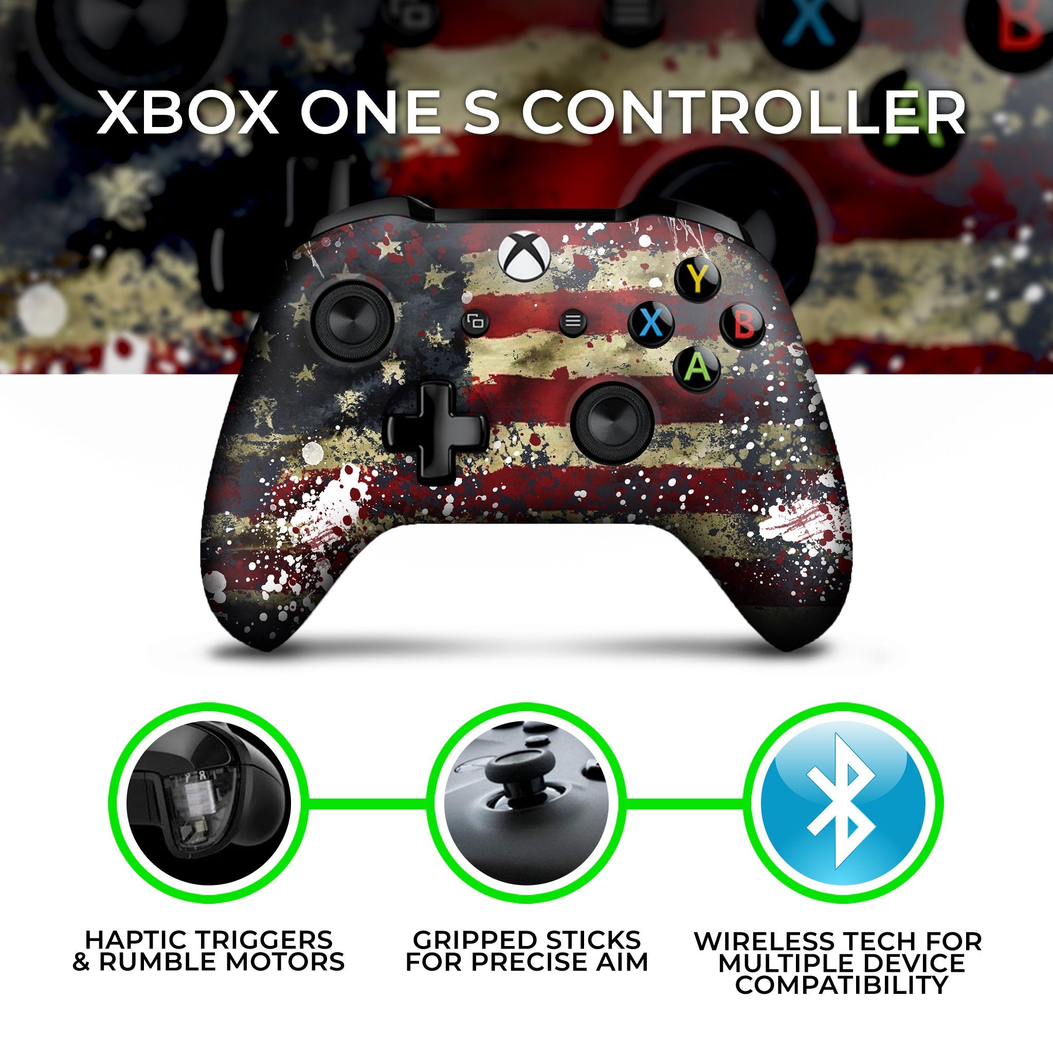 American Tattered Flag Xbox One S Custom Controller (with 3.5 jack)
