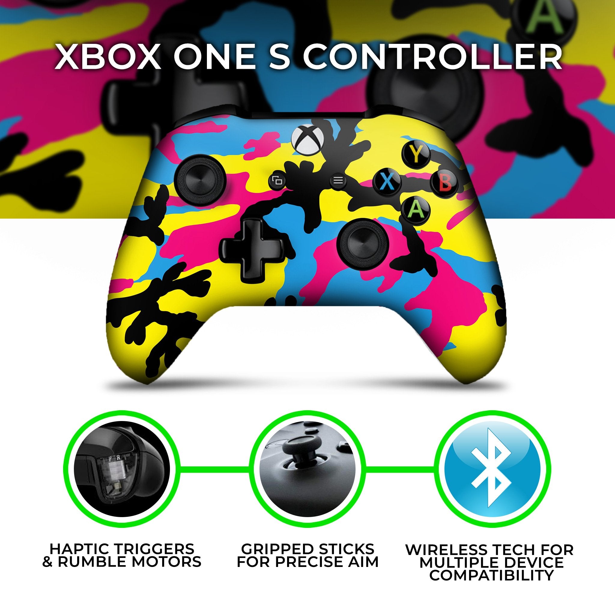 CMYK Camo Xbox One S Custom Controller (with 3.5 jack)