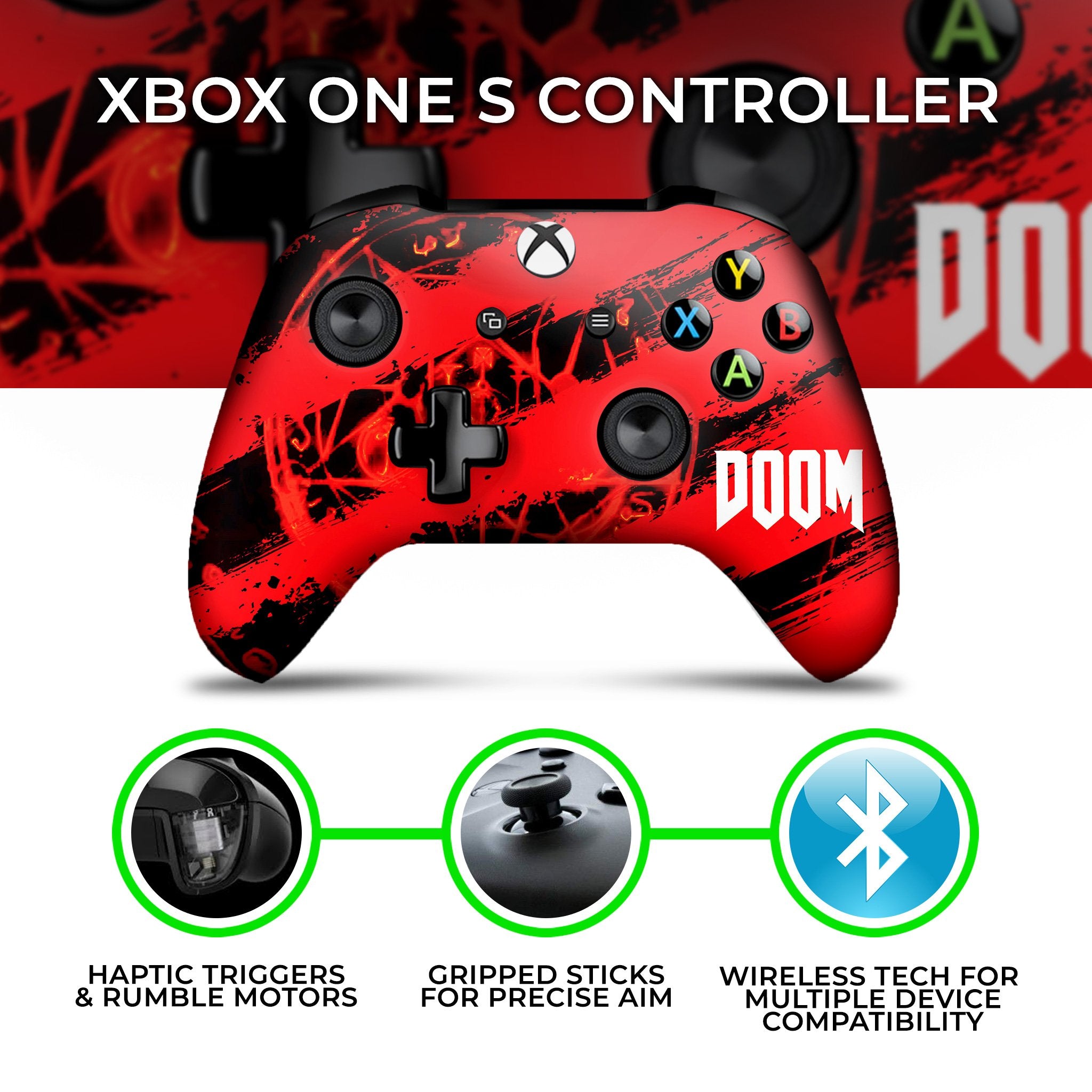 Doom Xbox One S Custom Controller (with 3.5 jack)