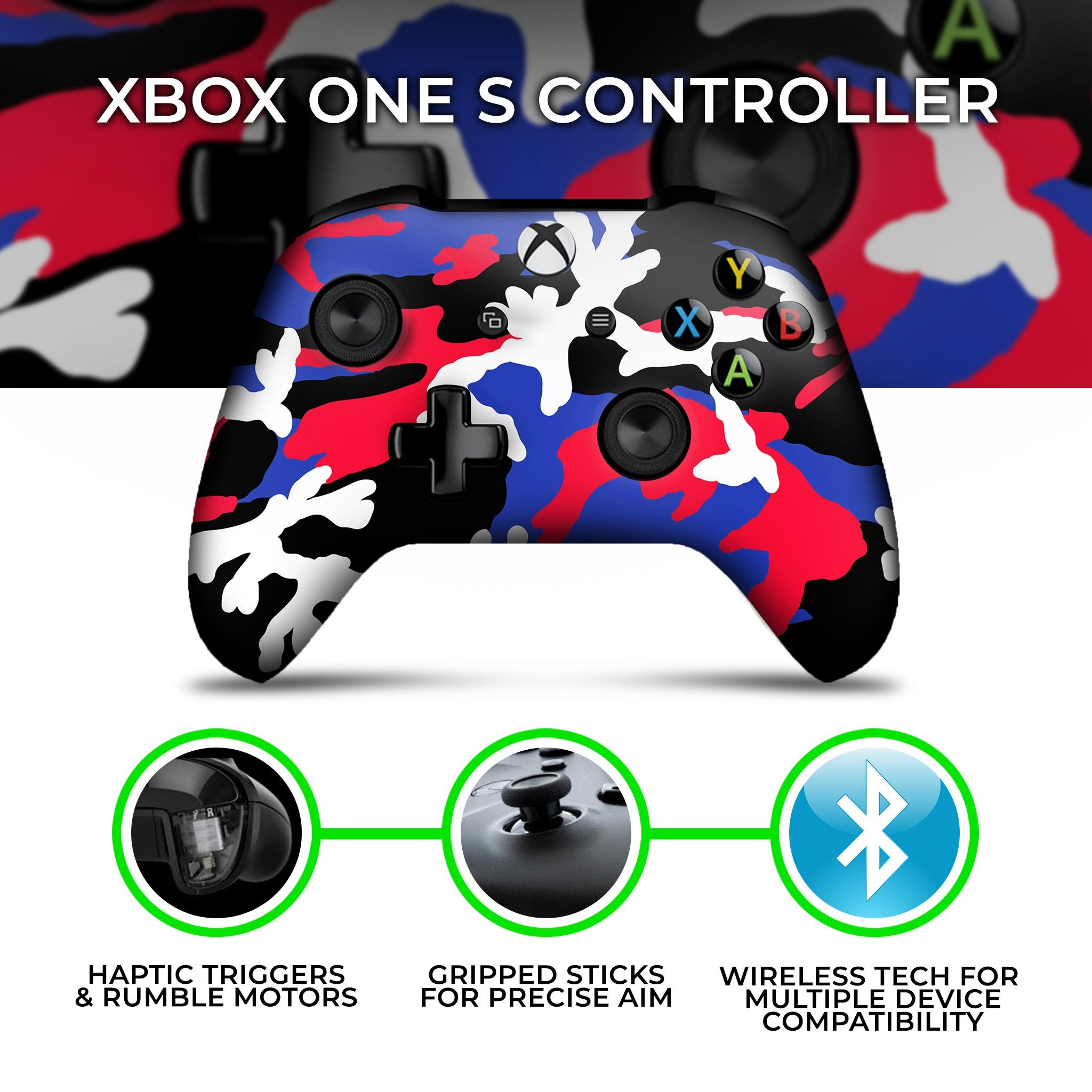 Patriotic Camo Xbox One S Custom Controller (with 3.5 jack)