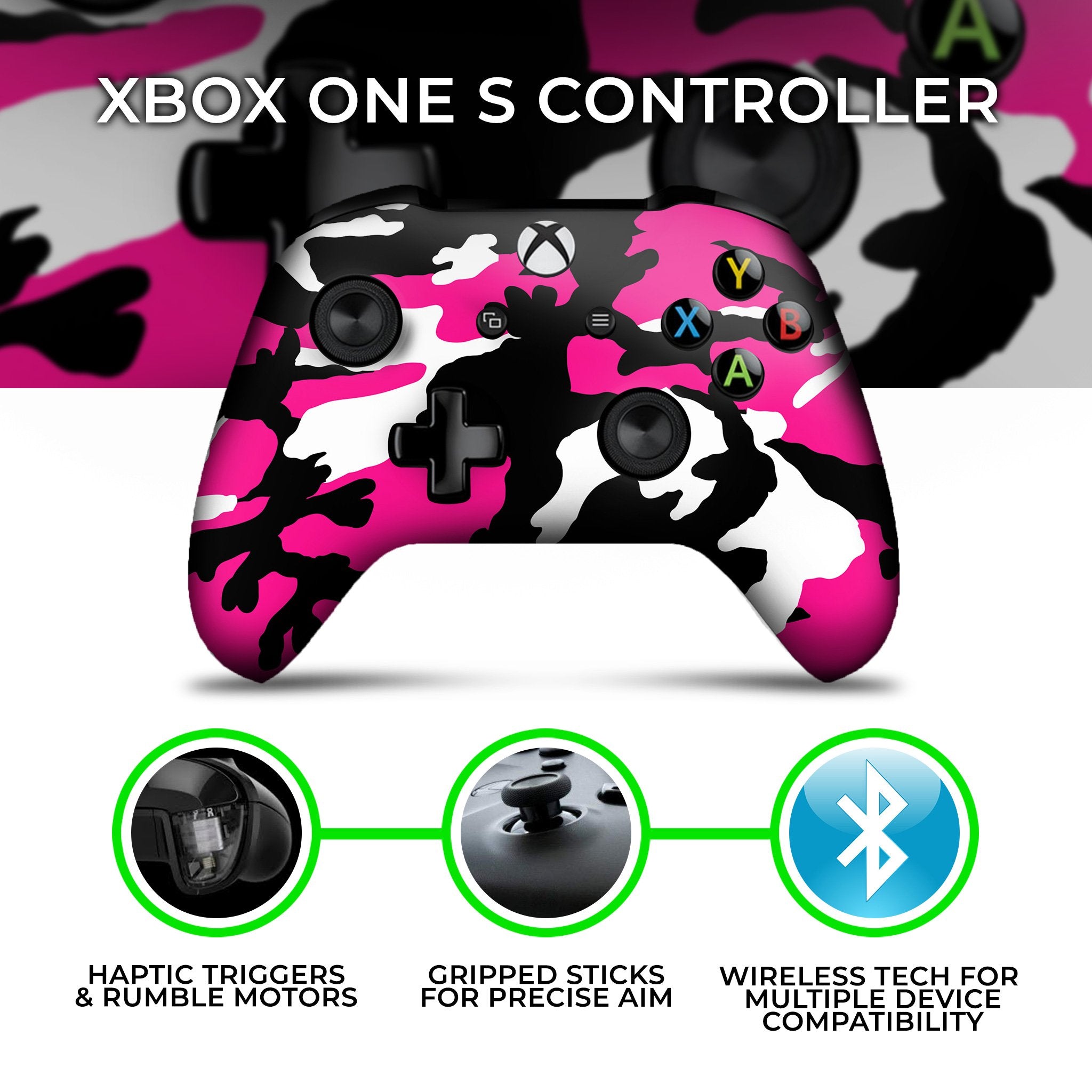 Pink Camo Xbox One S Custom Controller (with 3.5 jack)