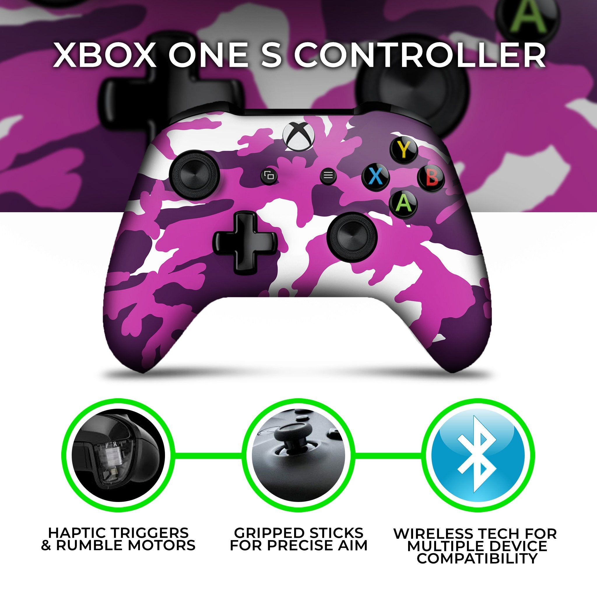 Purple Camo Xbox One S Custom Controller (with 3.5 jack)