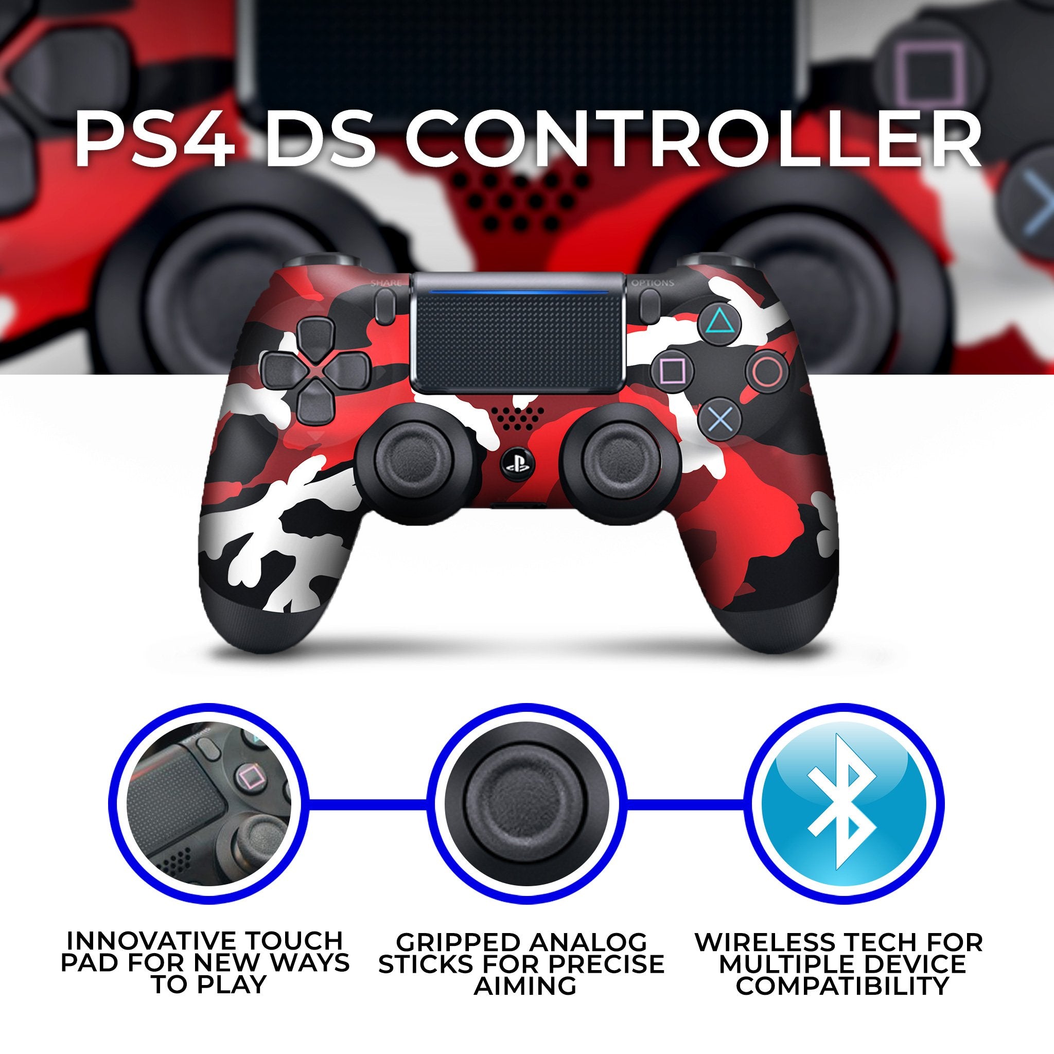 Red Camo PS4 Custom Controller Exclusive