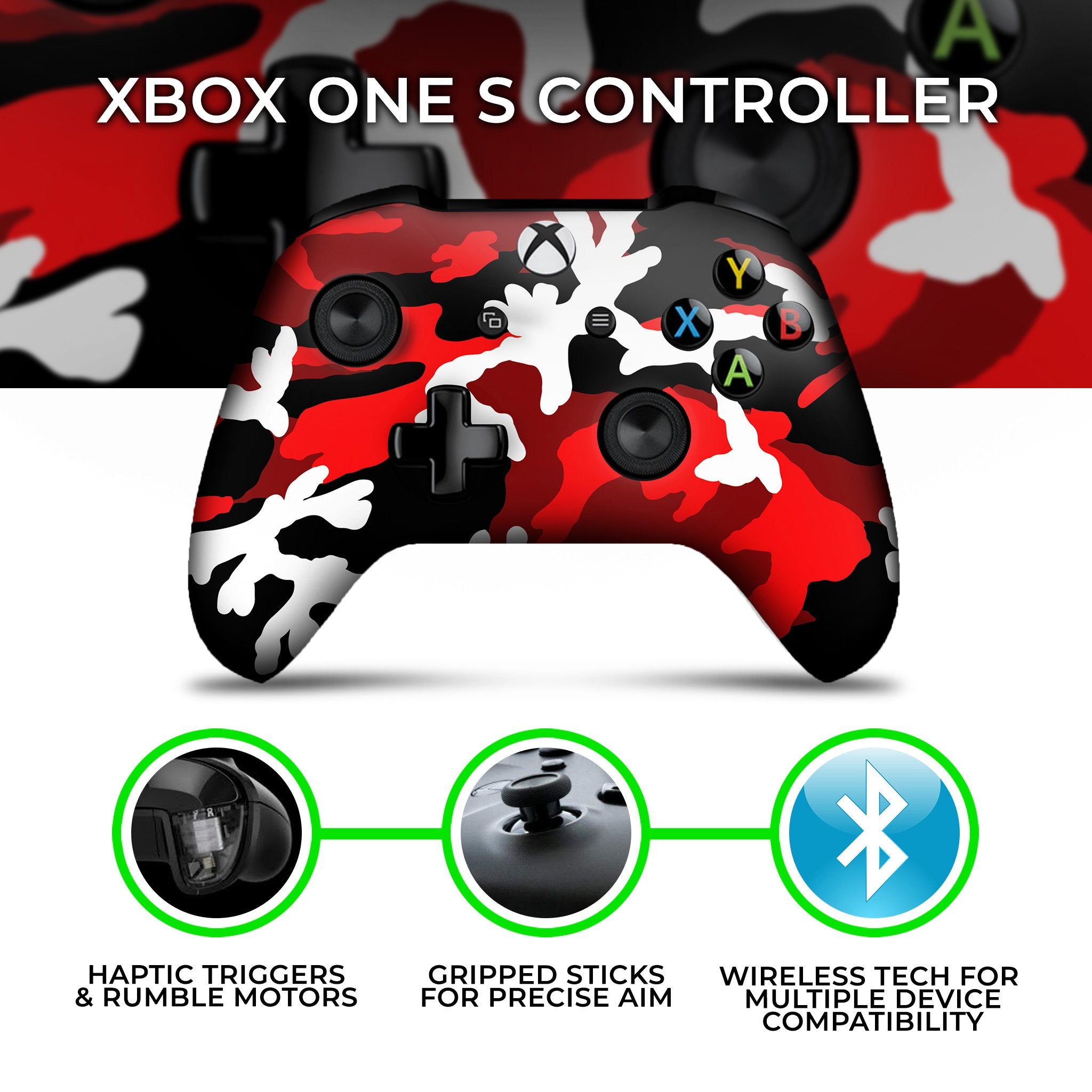 Red Camo Xbox One S Custom Controller (with 3.5 jack)