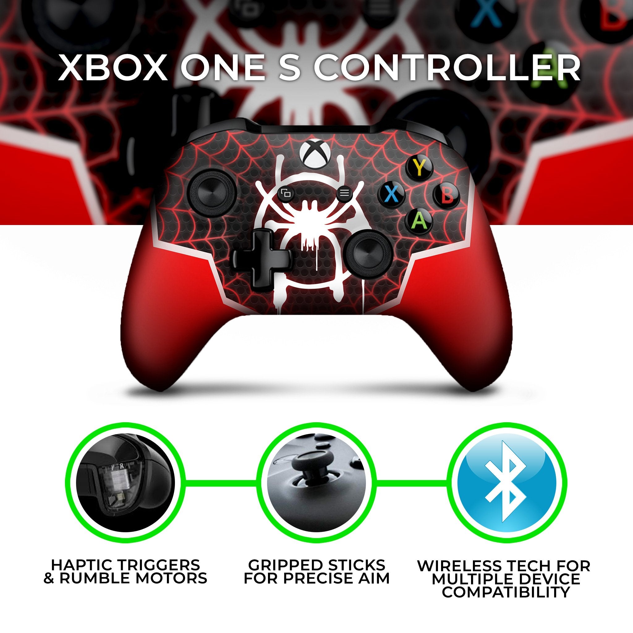 Spidey Morales Xbox One S Custom Controller (with 3.5 jack)
