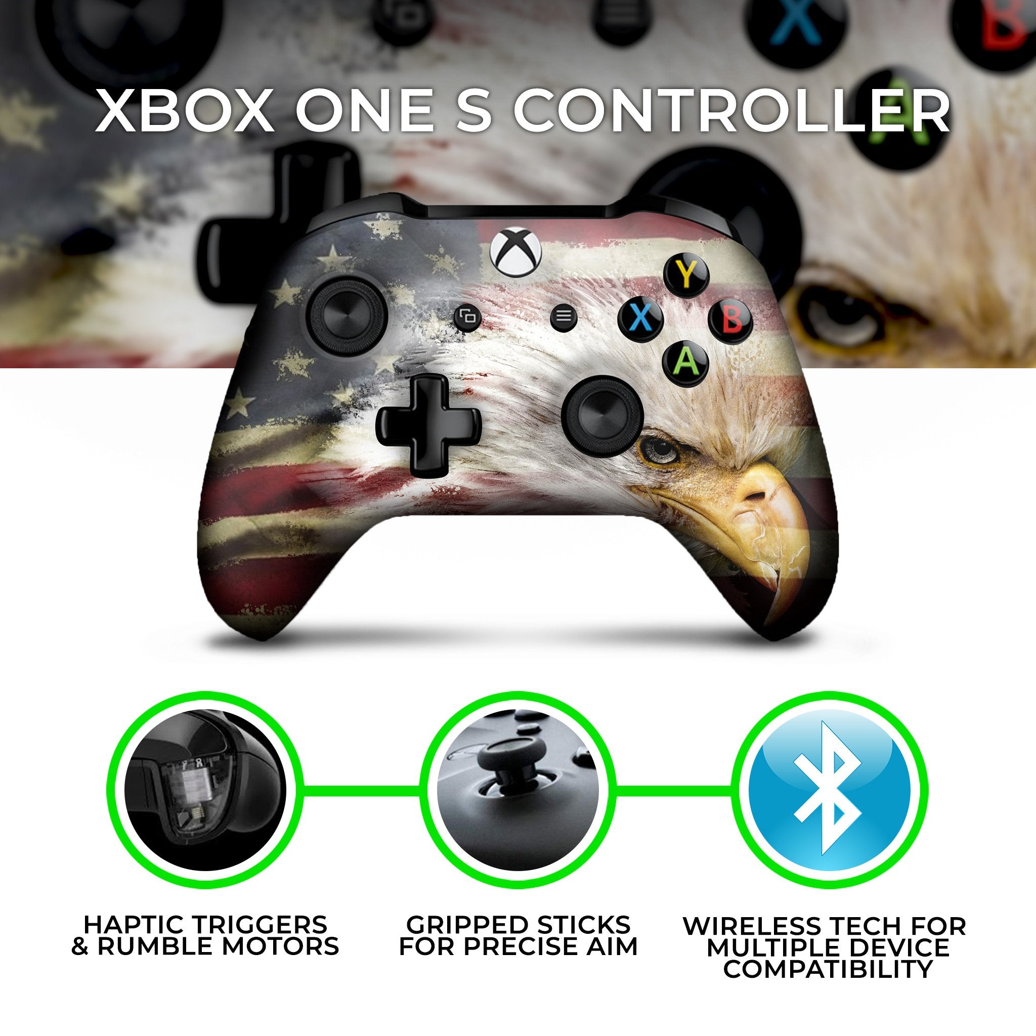 American Eagle Flag Xbox One S Custom Controller (with 3.5 Jack)